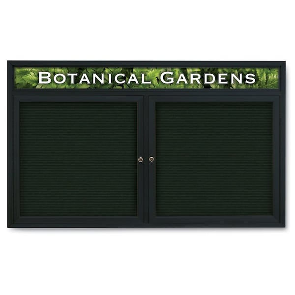Indoor Enclosed Combo Board, 42"x32", Black Frame/Black & Forbo